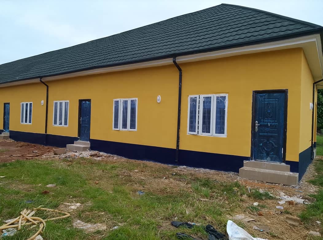 Room doors and windows. Rows of rooms with steel doors and casement windows.